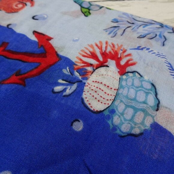 Vera Bradley ANCHORS AWEIGH Soft Fringe Scarf Wrap Coastal Tropical Sea Beach - Picture 7 of 12